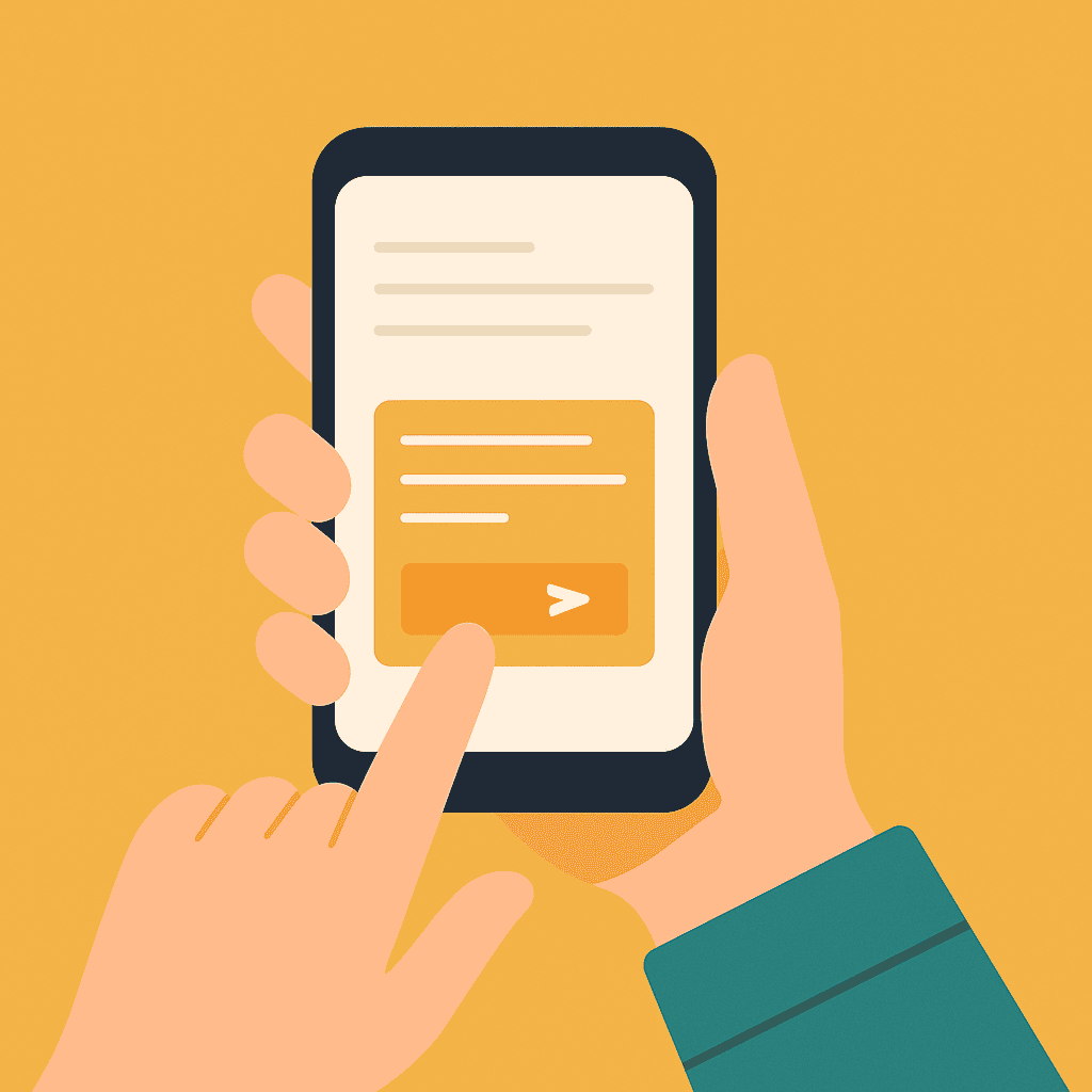 Hand using smartphone email form – use ChatGPT to write emails